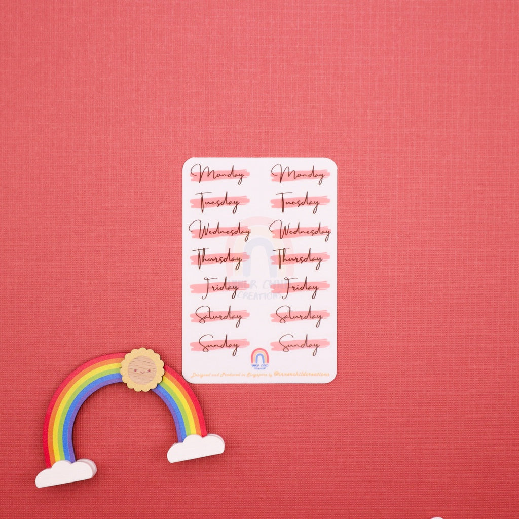 InnerChildCreations Clear Iridescent Months and Days Planner Stickers for Bullet Journal, Planner, Diary (Made to Order)