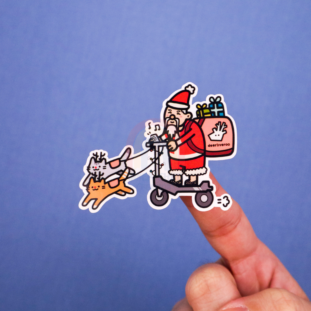 Quirky and Cute Singapore Christmas Illustrated Sticker Sheet