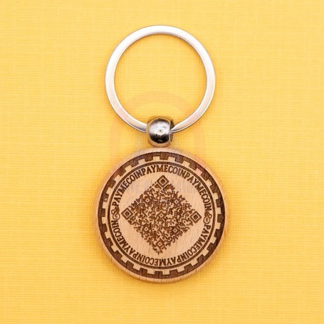 Niama Custom Personalised QR Code Pay Me Coin Laser Engraved Wooden Keychain