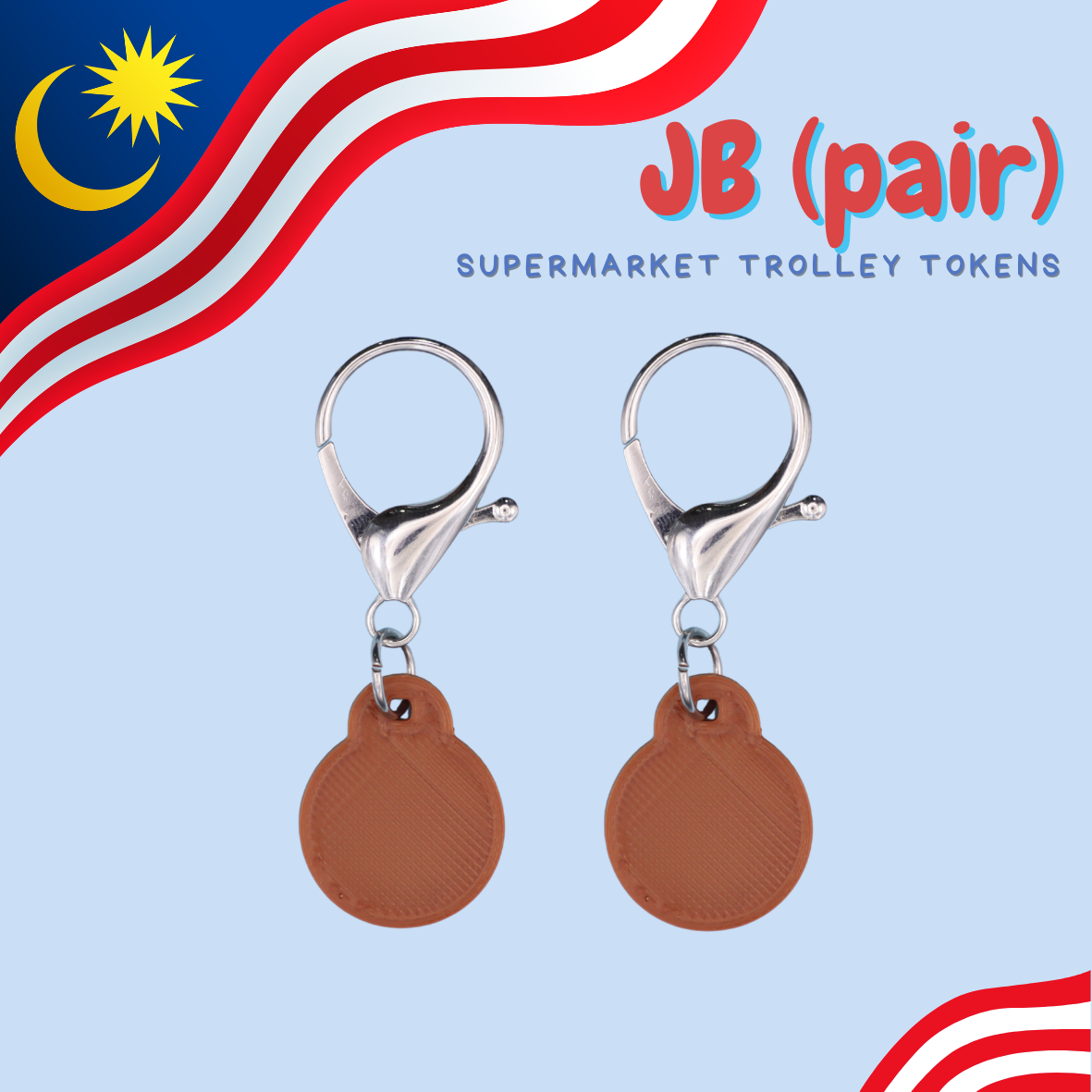 Malaysia JB Supermarket Trolley Token Keychain Set