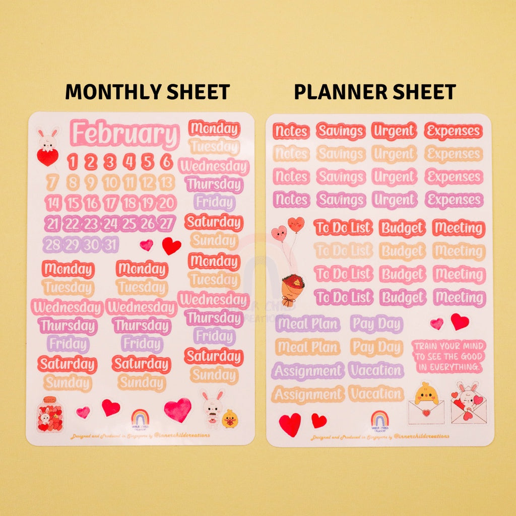 InnerChildCreations Monthly Pastel Notebook Planner Sticker Set for Journaling, Scrapbooking, Hobonichi, Bujo