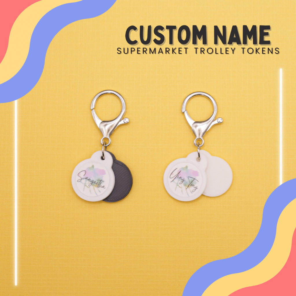 Custom Name Supermarket Trolley Token Keychain Set