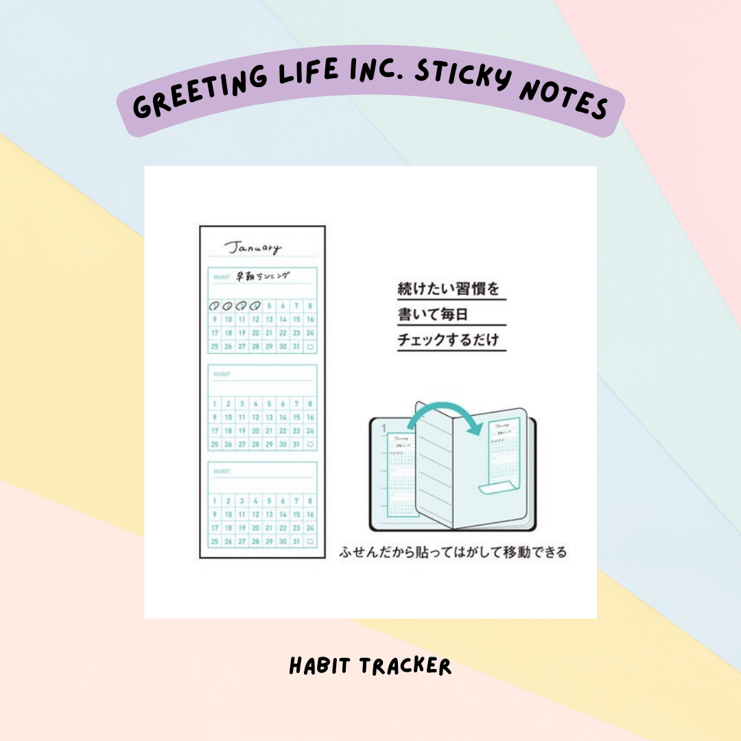 🇯🇵 Greeting Life Inc. Sticky Notes - Study Planner , Habit Tracker