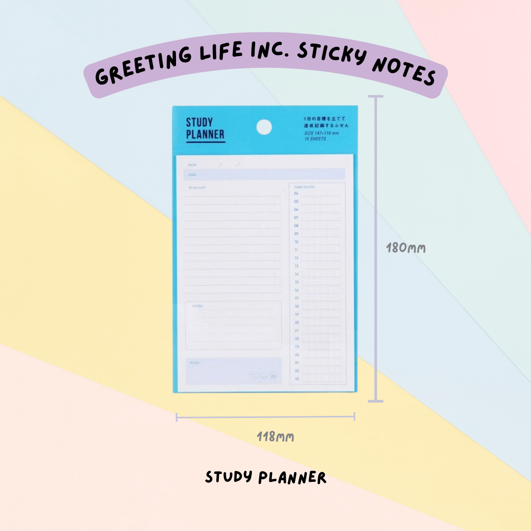 🇯🇵 Greeting Life Inc. Sticky Notes - Study Planner , Habit Tracker