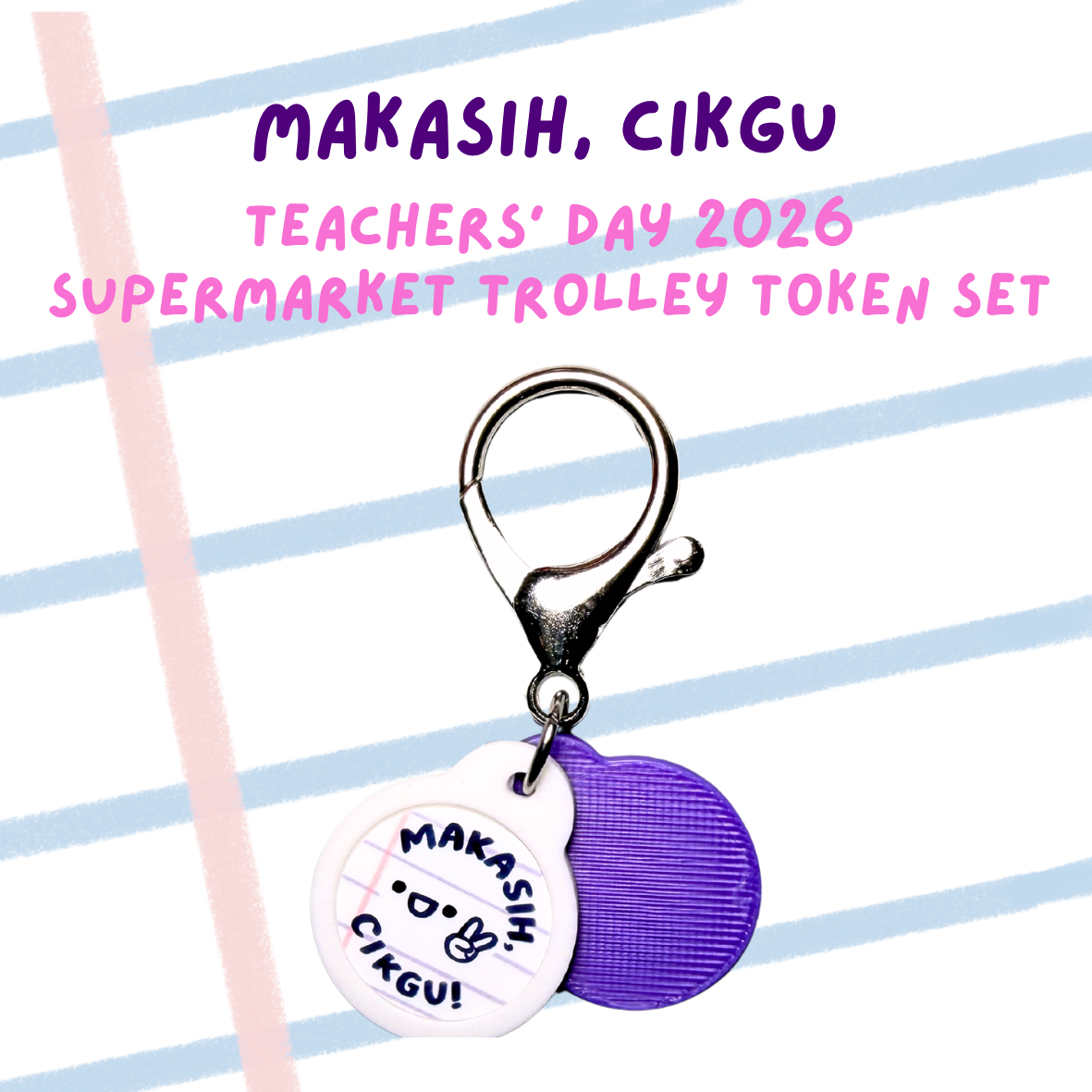 Teachers' Day Supermarket Trolley Token Keychain Set [min. order of 10 sets]