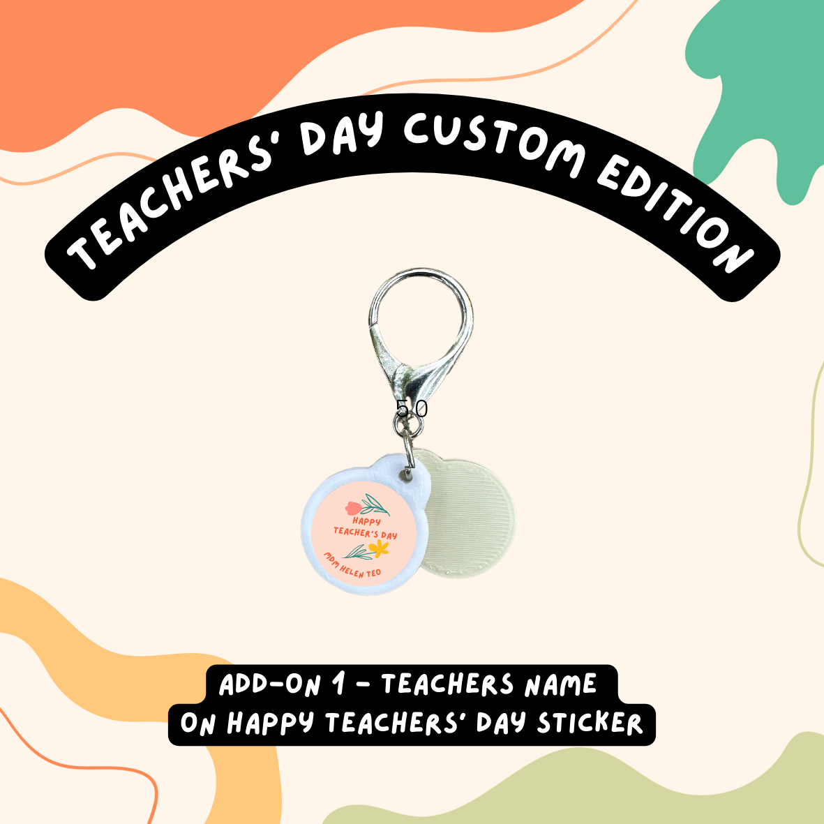 Custom Teachers' Day Supermarket Trolley Token Keychain Set