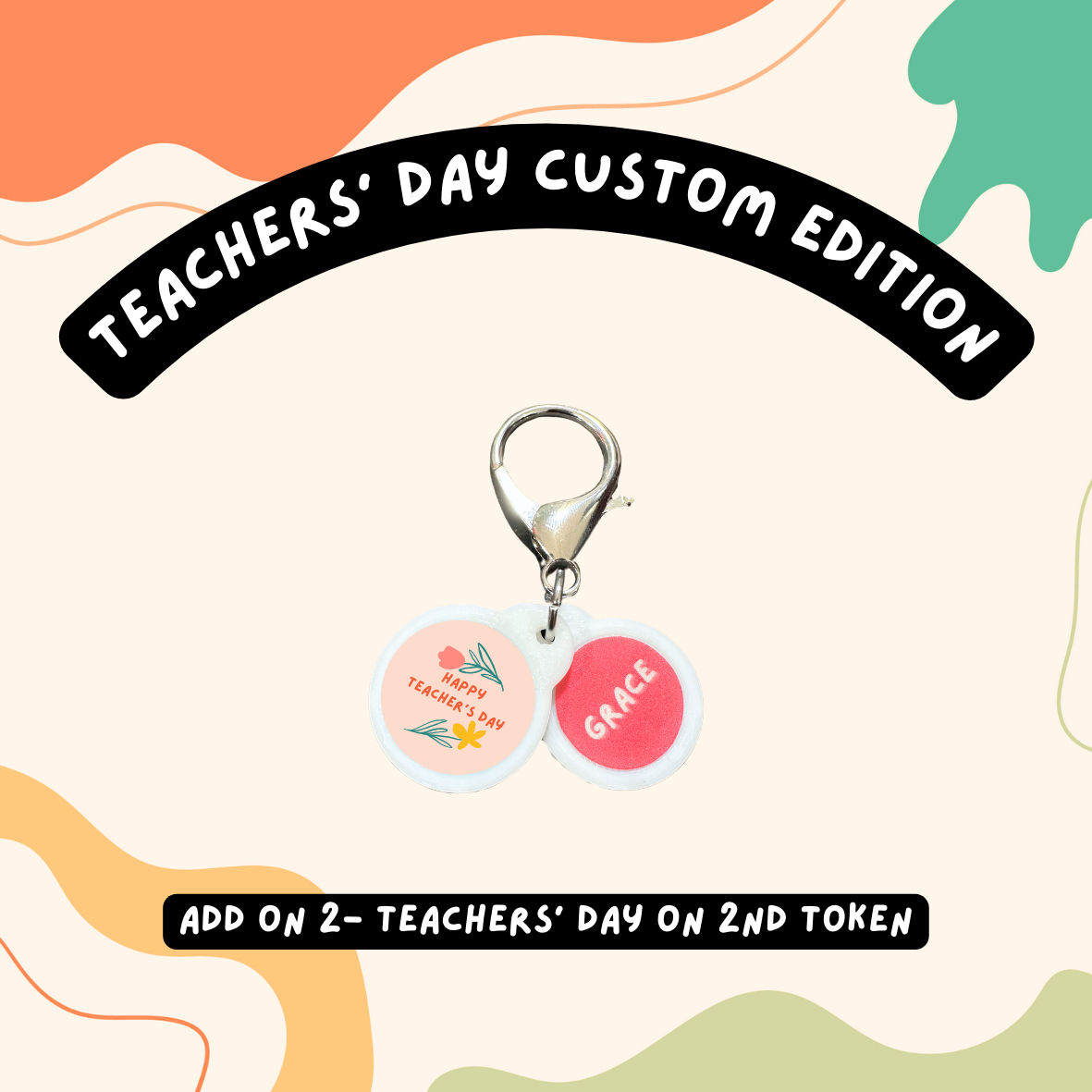 Custom Teachers' Day Supermarket Trolley Token Keychain Set