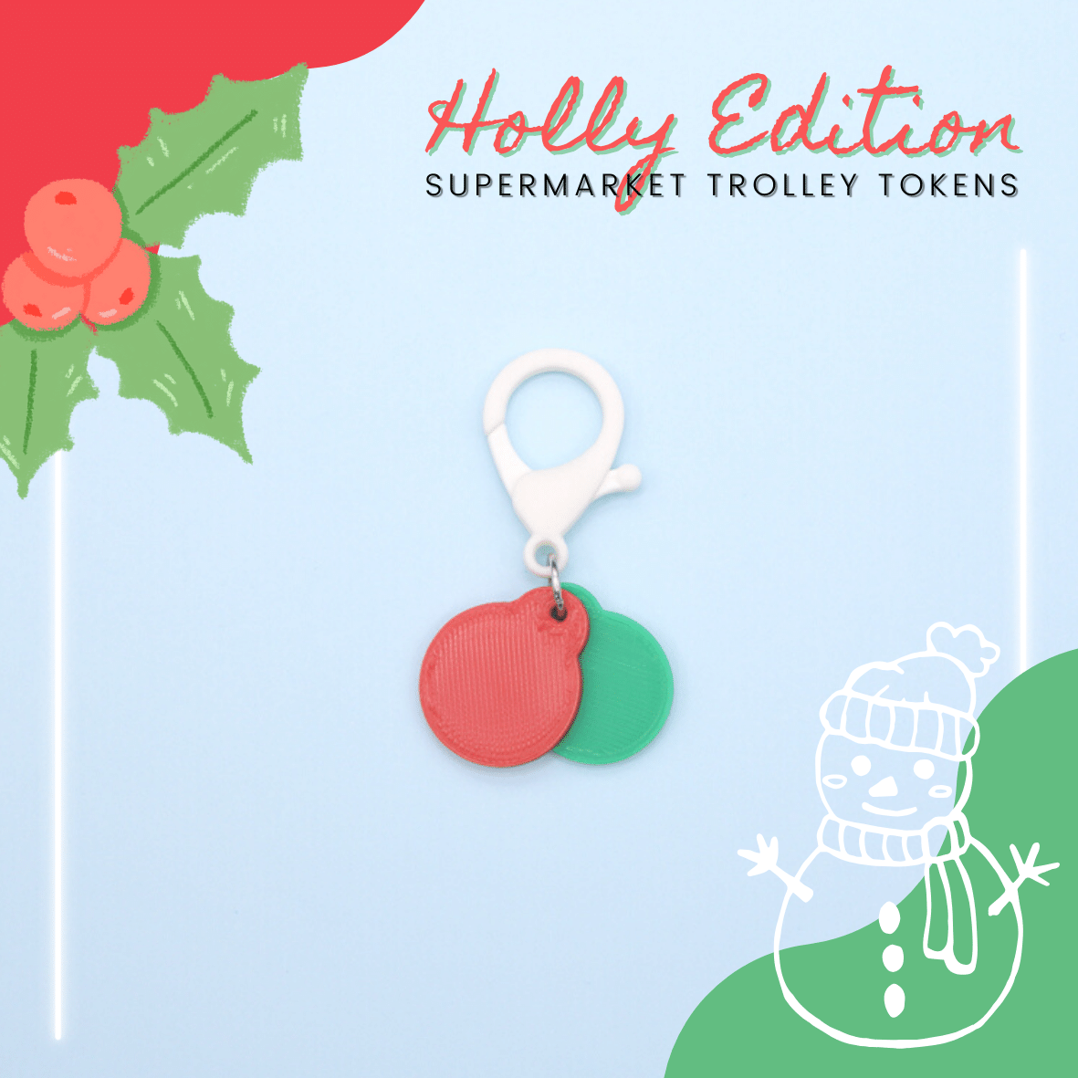 Supermarket Trolley Token Keychain Set - Festive Series