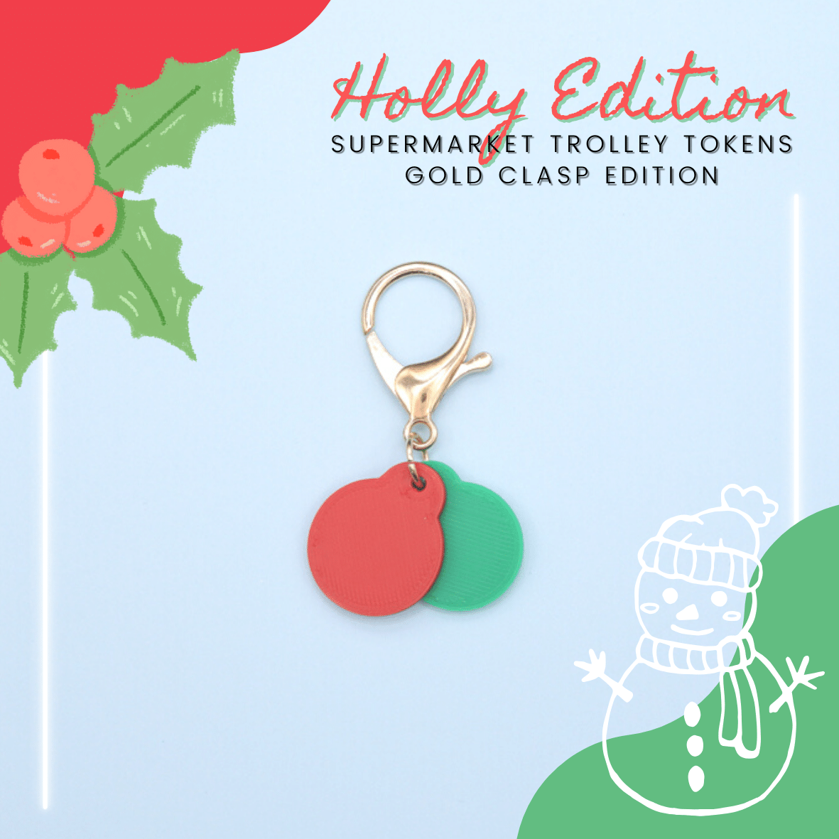 Supermarket Trolley Token Keychain Set - Festive Series