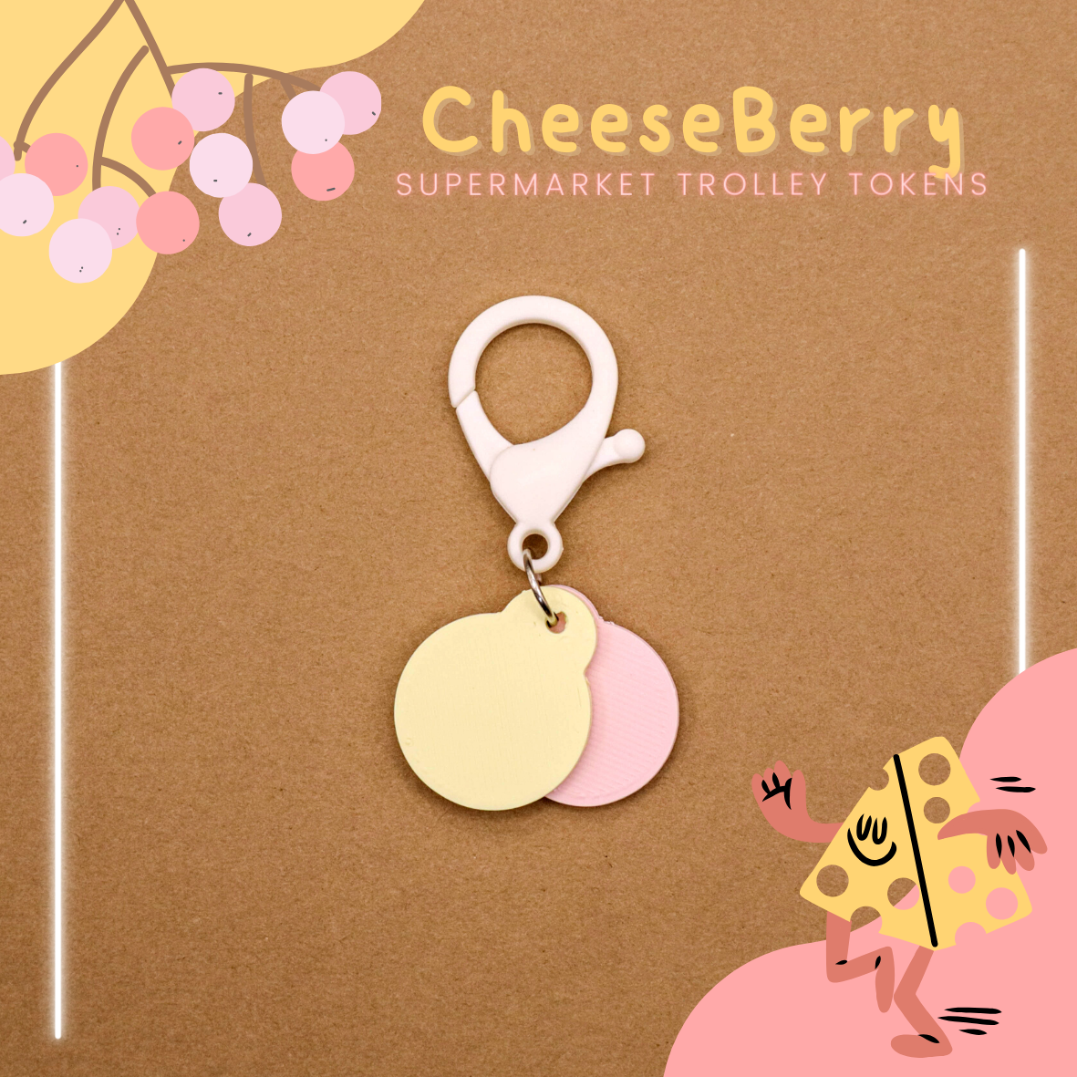 Supermarket Trolley Token Keychain Set - Gelato Series