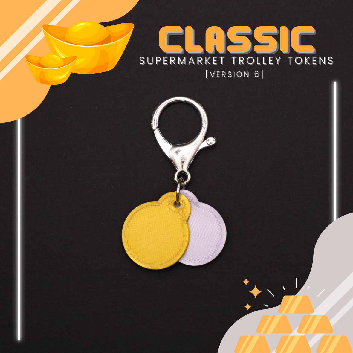 Supermarket Trolley Token Keychain Set - Standard Series