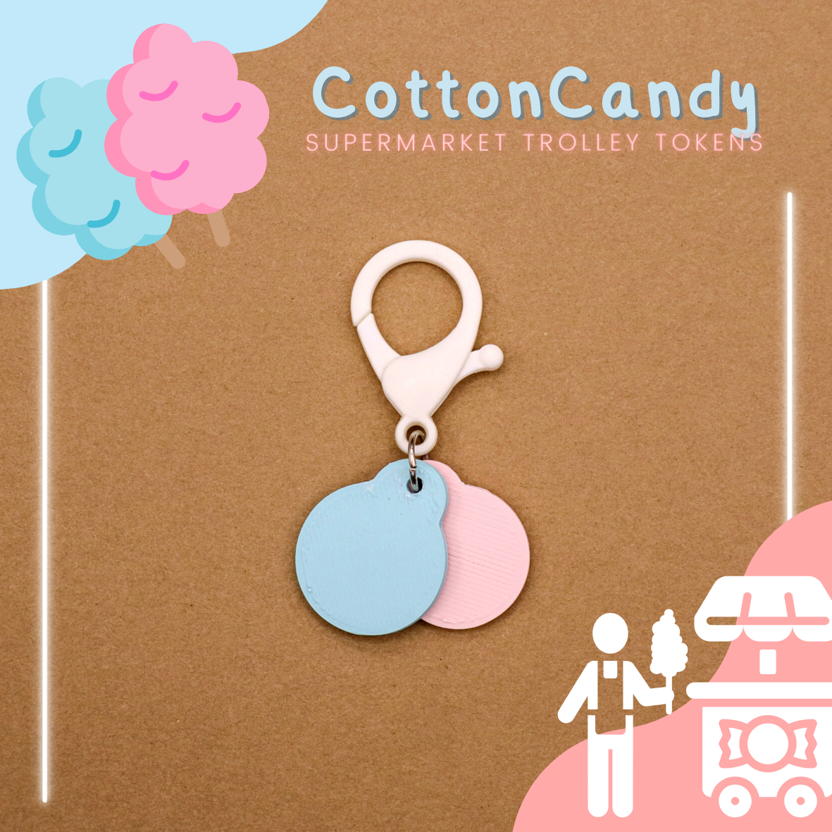 Supermarket Trolley Token Keychain Set - Gelato Series