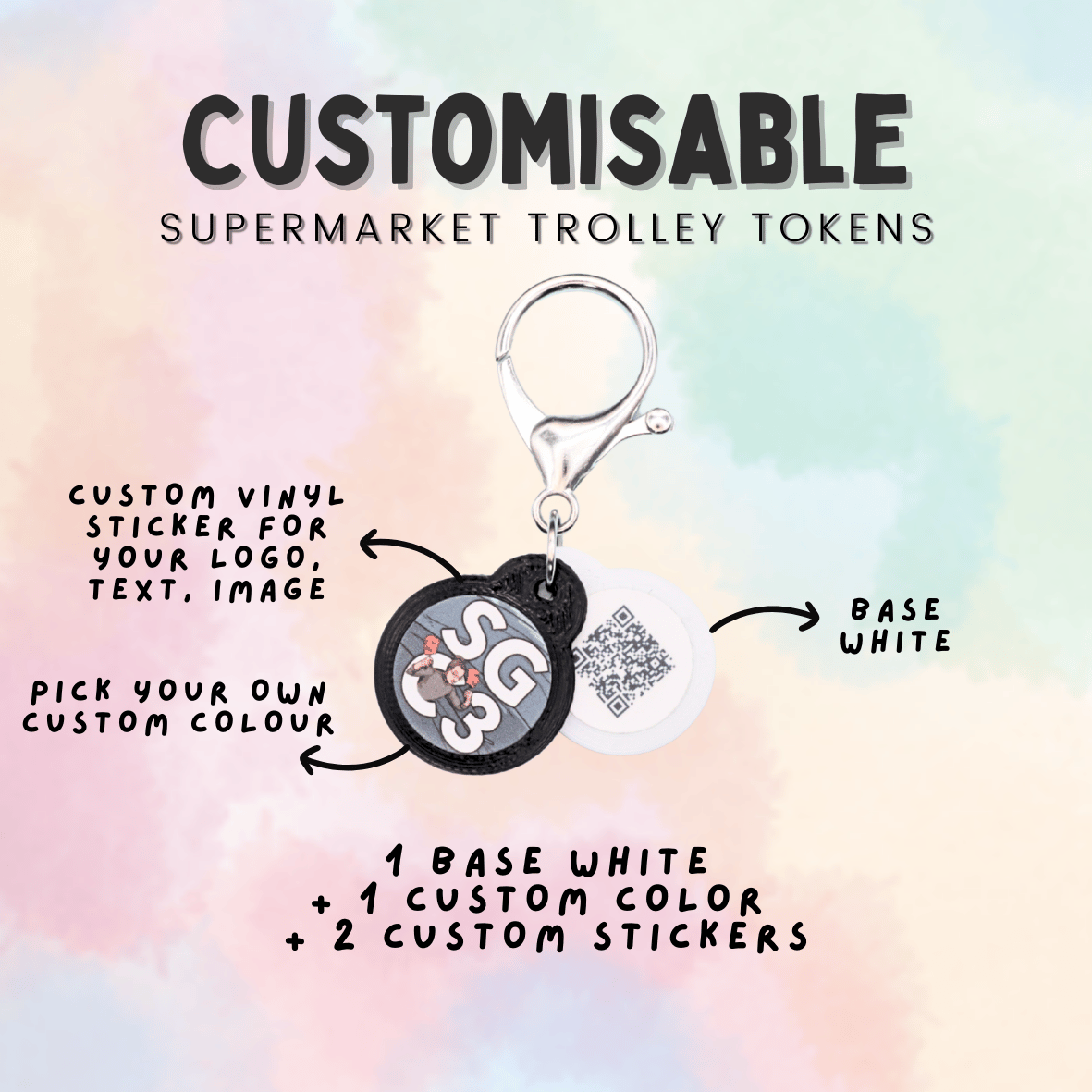 Customisable Supermarket Trolley Token Keychain Set [Min. Order 15 Sets]