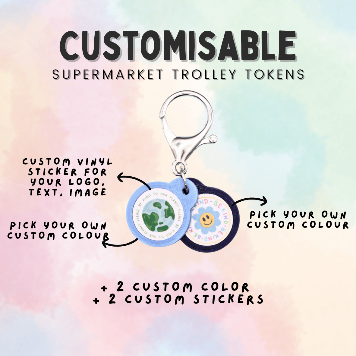Customisable Supermarket Trolley Token Keychain Set [Min. Order 15 Sets]