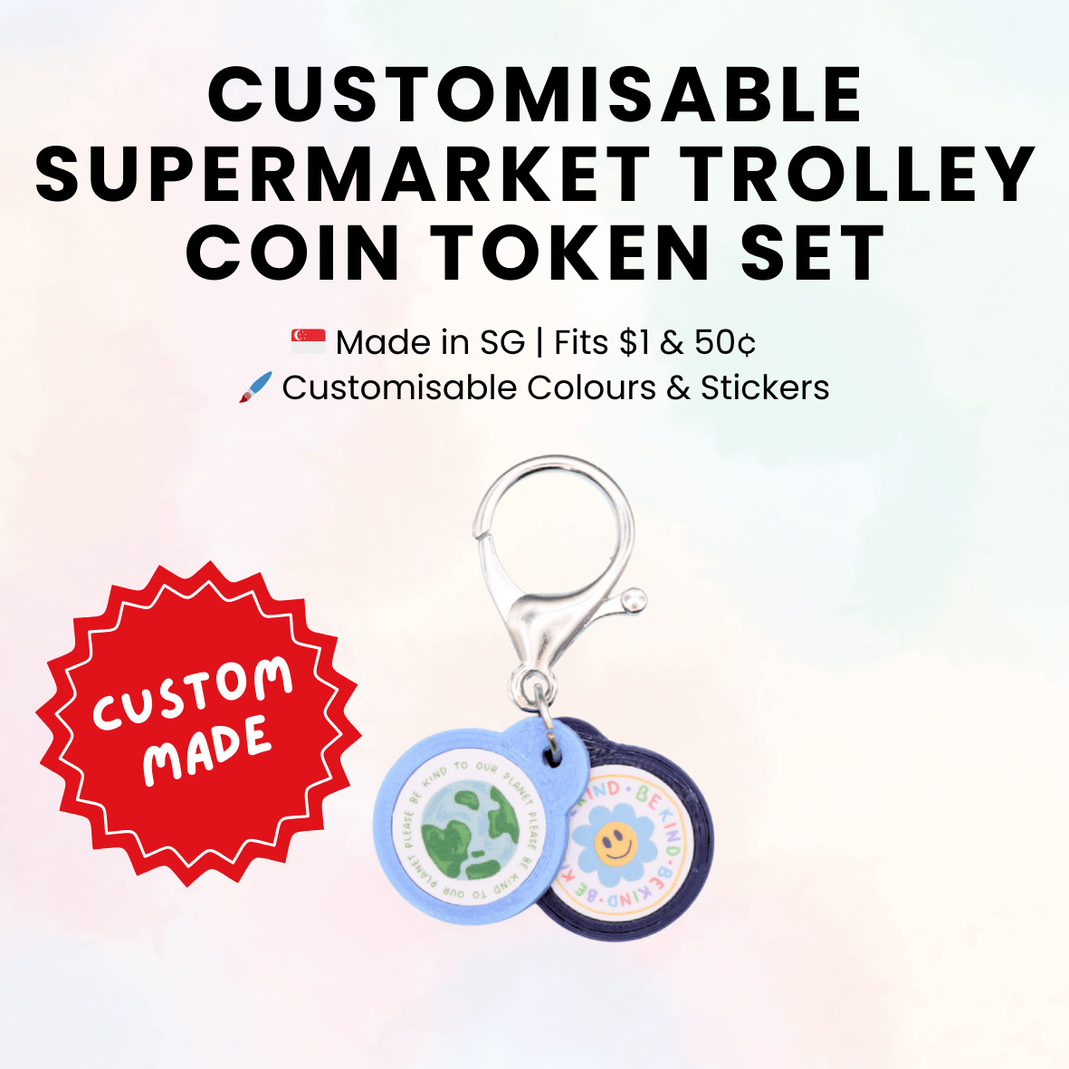 Customisable Supermarket Trolley Token Keychain Set [Min. Order 15 Sets]