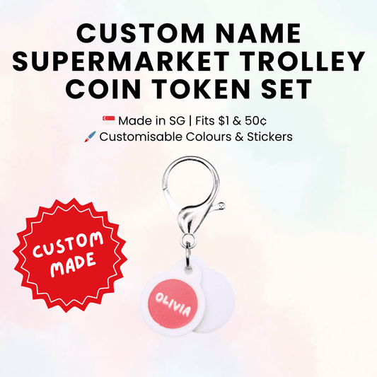 Custom Name Supermarket Trolley Token Keychain Set