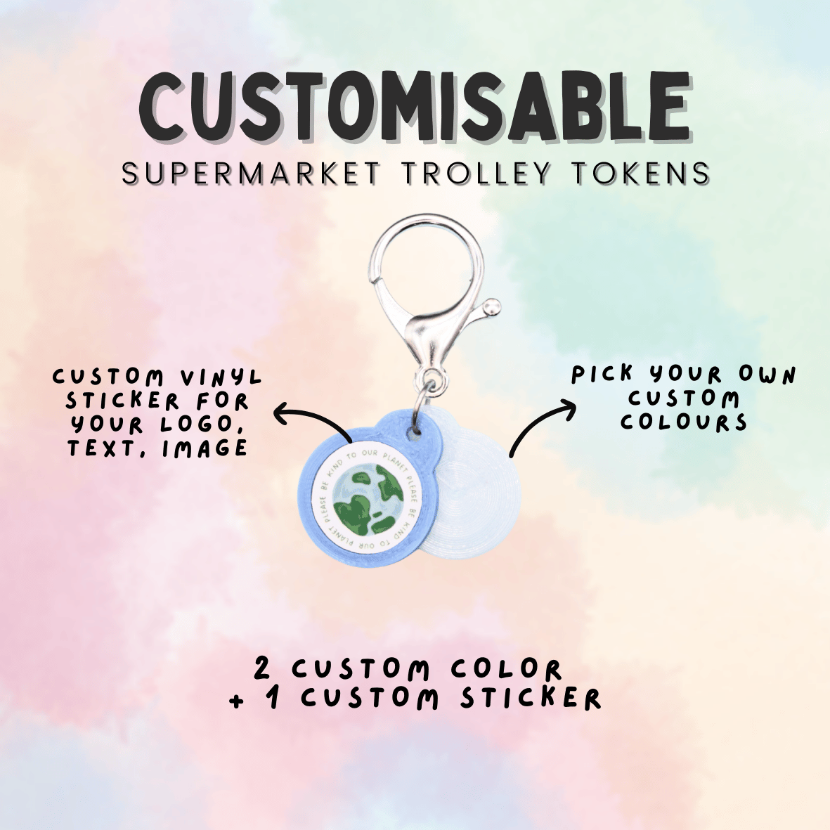 Customisable Supermarket Trolley Token Keychain Set [Min. Order 15 Sets]