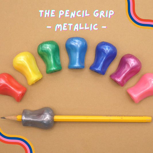 🇺🇸 The Pencil Grip Metallic & Glitter, Universal Ergonomic Training Gripper for Righties and Lefties (Latex Free)