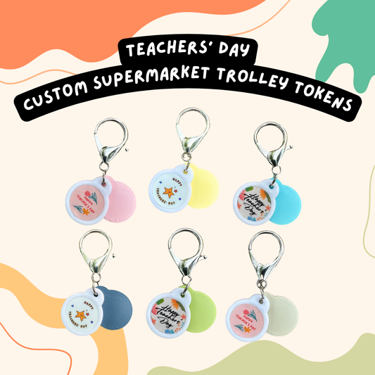 Custom Teachers' Day Supermarket Trolley Token Keychain Set