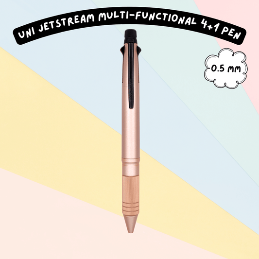 Uni Jetstream 4&1 Metal 4 Color 0.5 mm Ballpoint Multi Pen + 0.5 mm Pencil - Pink Gold