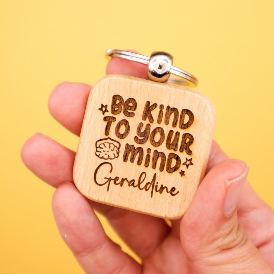 InnerChildCreations Custom Name Artisanal Laser Engraved Keyring and Stickers Mental Health Positivity [Gift Idea]