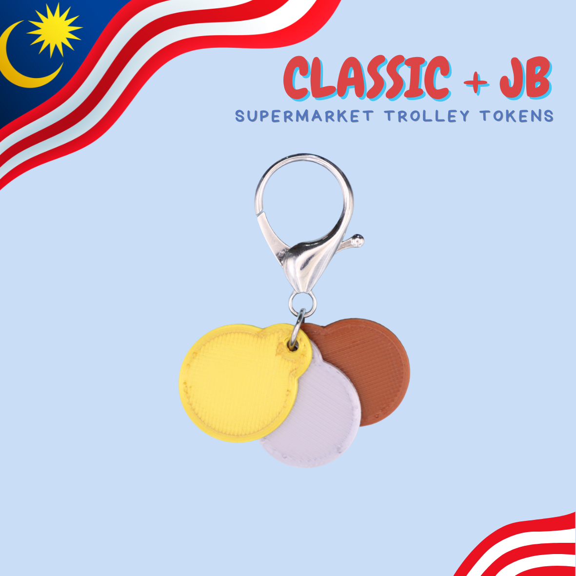 JB Supermarket Trolley Token Keychain Set