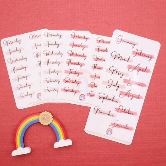InnerChildCreations Clear Iridescent Months and Days Planner Stickers for Bullet Journal, Planner, Diary (Made to Order)