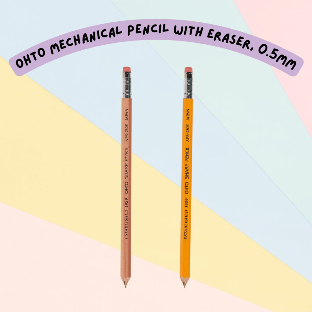 🇯🇵 OHTO Mechanical Pencil Wood Sharp with Eraser, 0.5mm