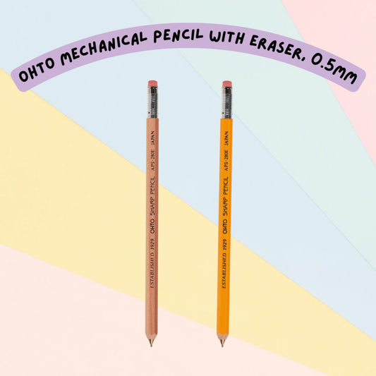 🇯🇵 OHTO Mechanical Pencil Wood Sharp with Eraser, 0.5mm