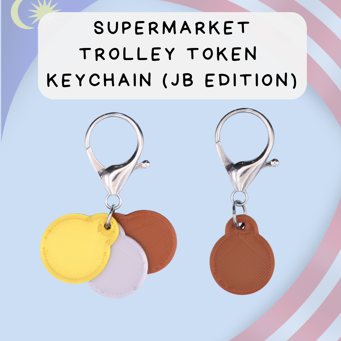 JB Supermarket Trolley Token Keychain Set