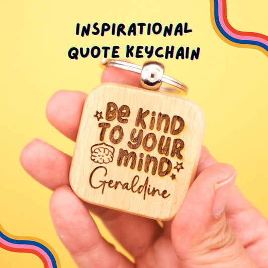 InnerChildCreations Custom Name Artisanal Laser Engraved Keyring and Stickers Mental Health Positivity [Gift Idea]