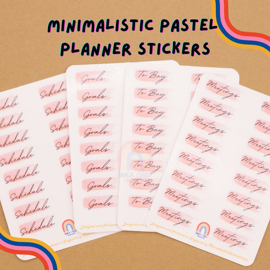 InnerChildCreations Custom Made Minimalistic Pastel Planner Stickers (16 Pieces of Sticker)