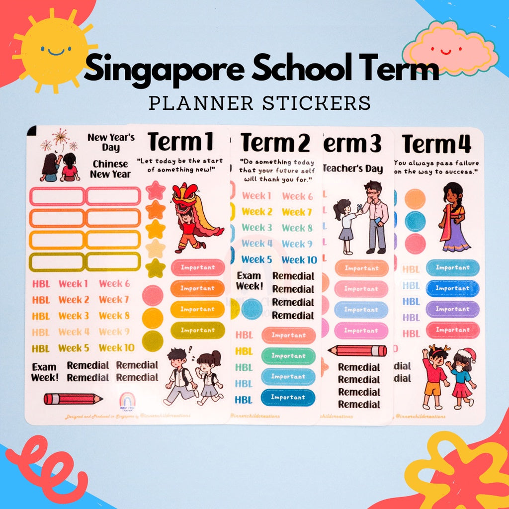 InnerChildCreations Singapore School Calendar Planner Stickers for Primary, Secondary Schools