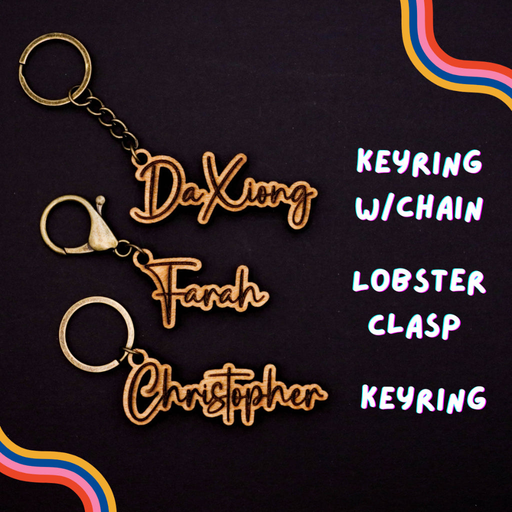 Custom Engrave and Cut Wooden Name Keychain