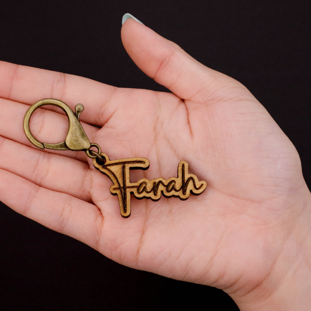 Custom Engrave and Cut Wooden Name Keychain