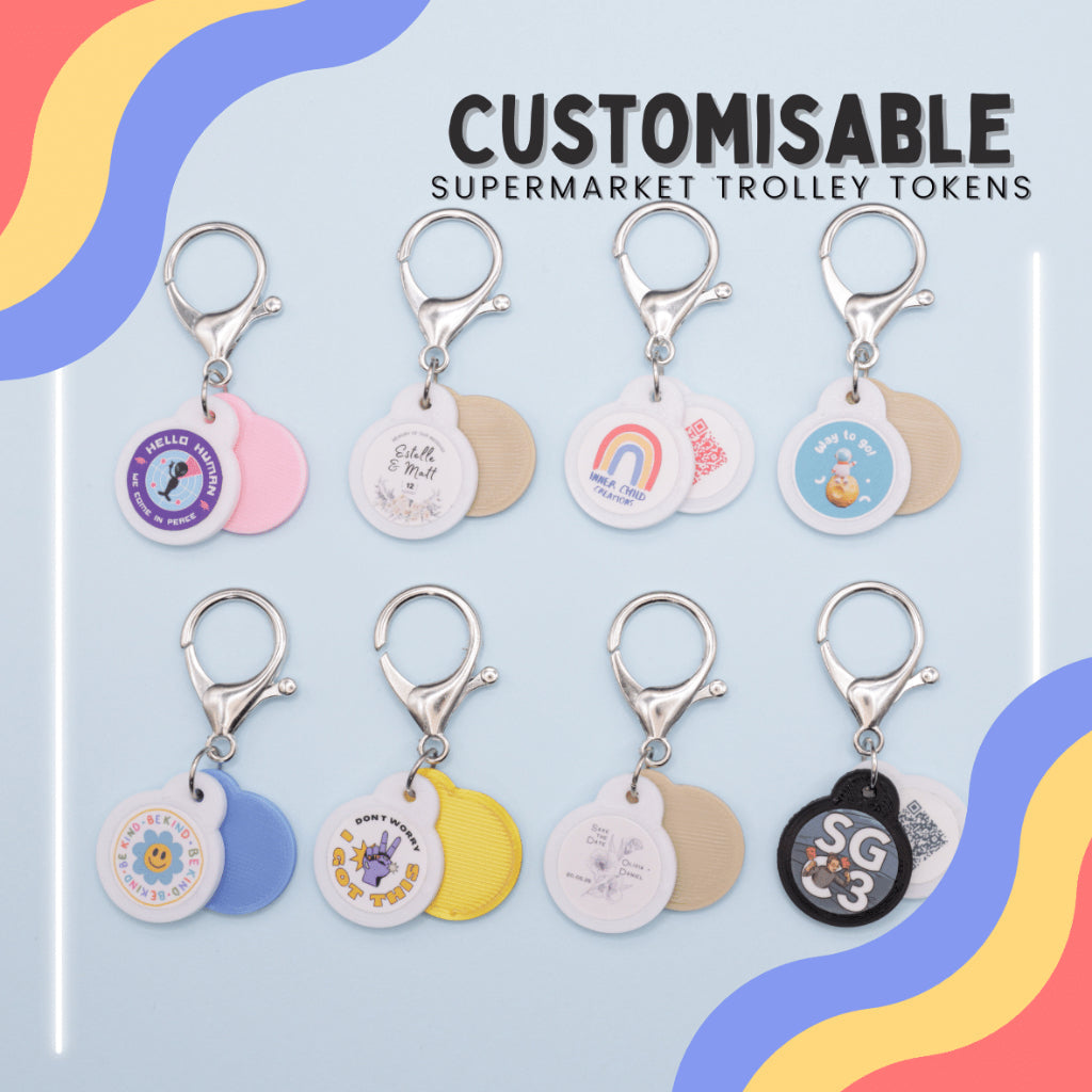 Customisable Supermarket Trolley Token Keychain Set [Min. Order 15 Sets]