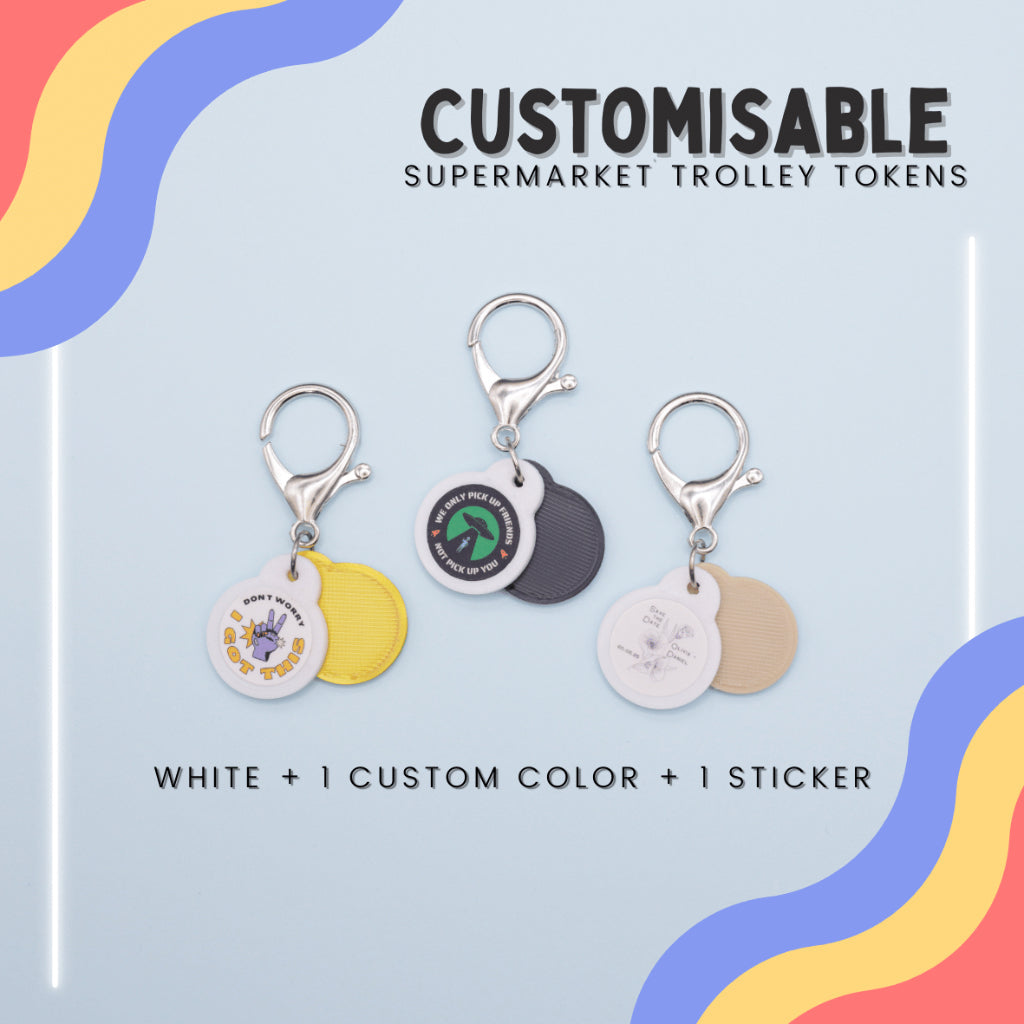 Customisable Supermarket Trolley Token Keychain Set [Min. Order 15 Sets]