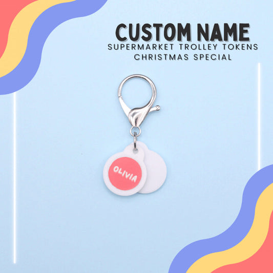 Custom Name Supermarket Trolley Token Keychain Set