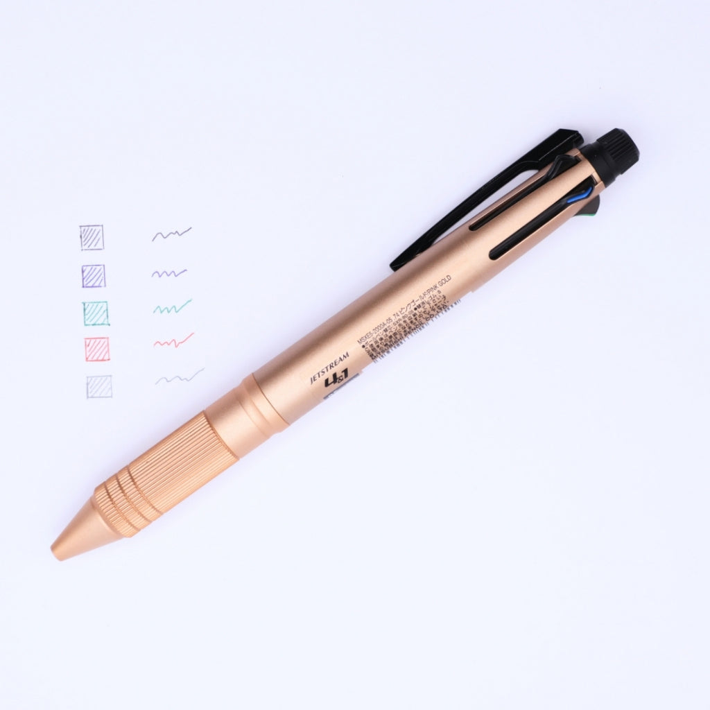 Uni Jetstream 4&1 Metal 4 Color 0.5 mm Ballpoint Multi Pen + 0.5 mm Pencil - Pink Gold